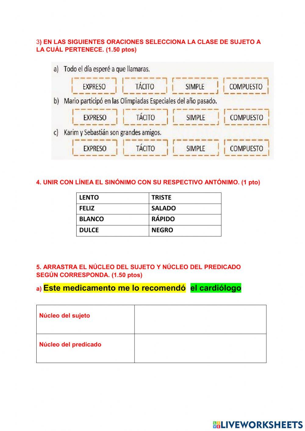 Prueba de admisión de lengua
