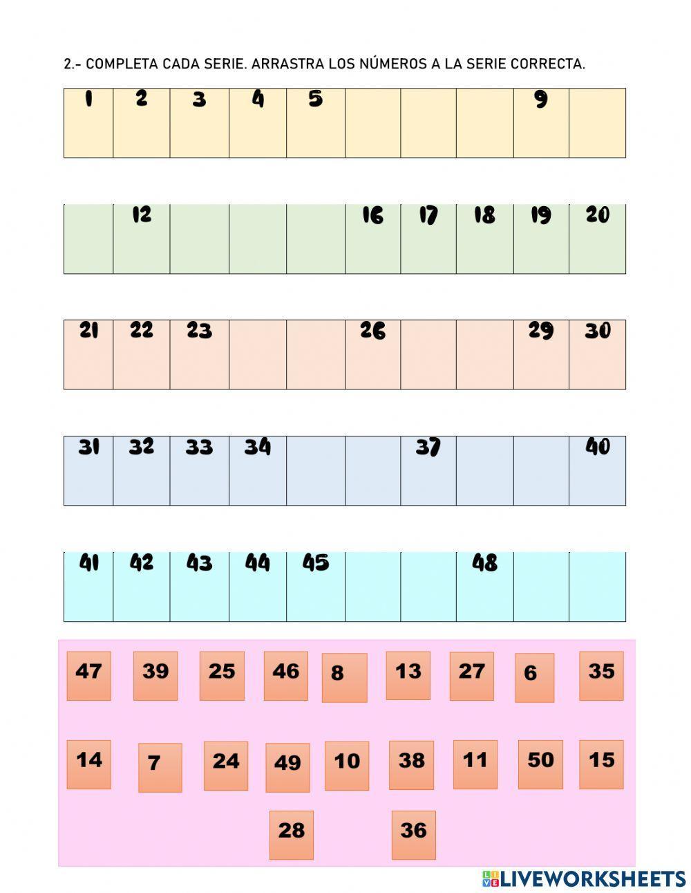 Los números hasta 50 (SERIES NUMÉRICAS, CONTEOS)