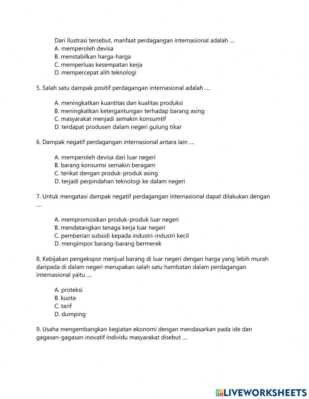 Penilaian Harian IPS Bab 3 Kelas IX