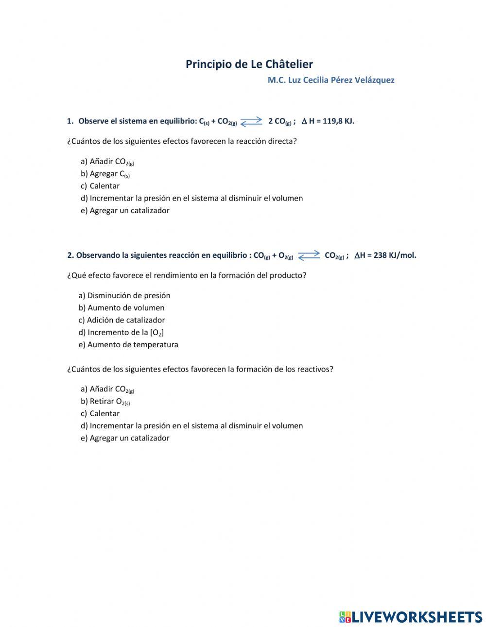 Principio de Le Châtelier