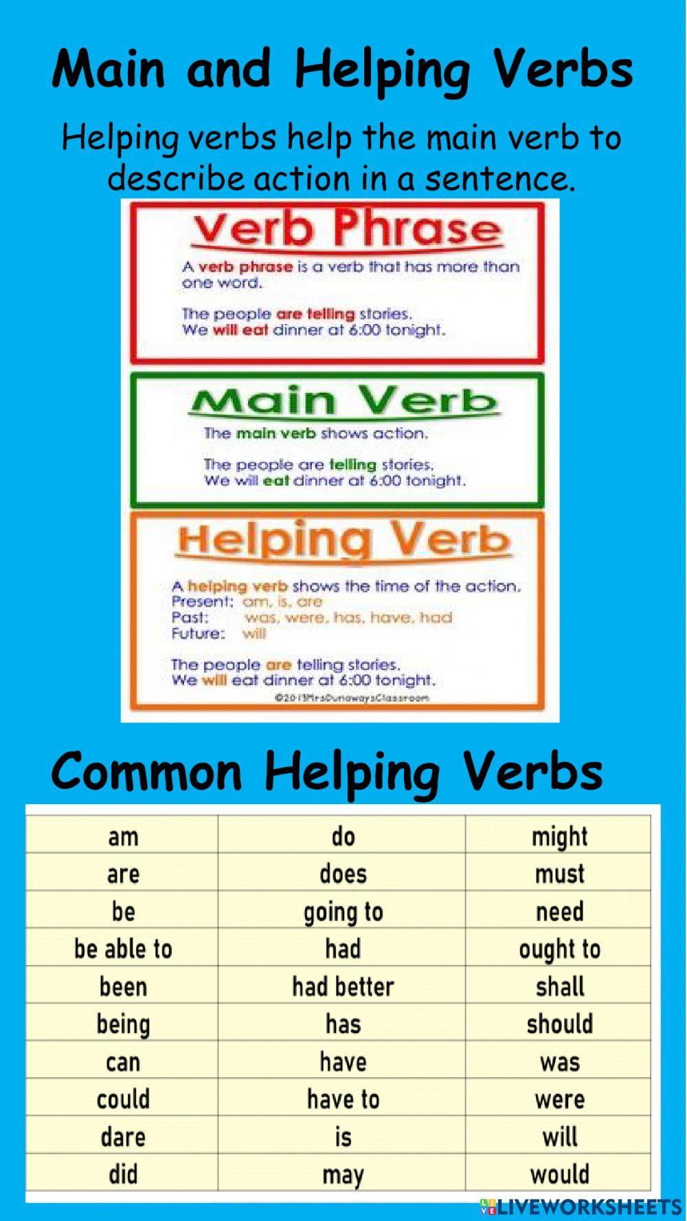 Main and Helping Verbs Notes