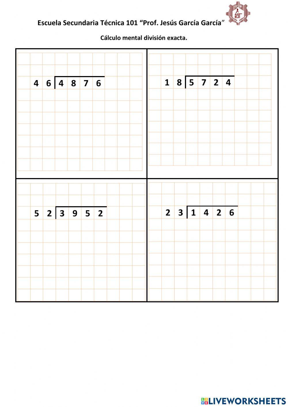 División directa exacta con dos cifras