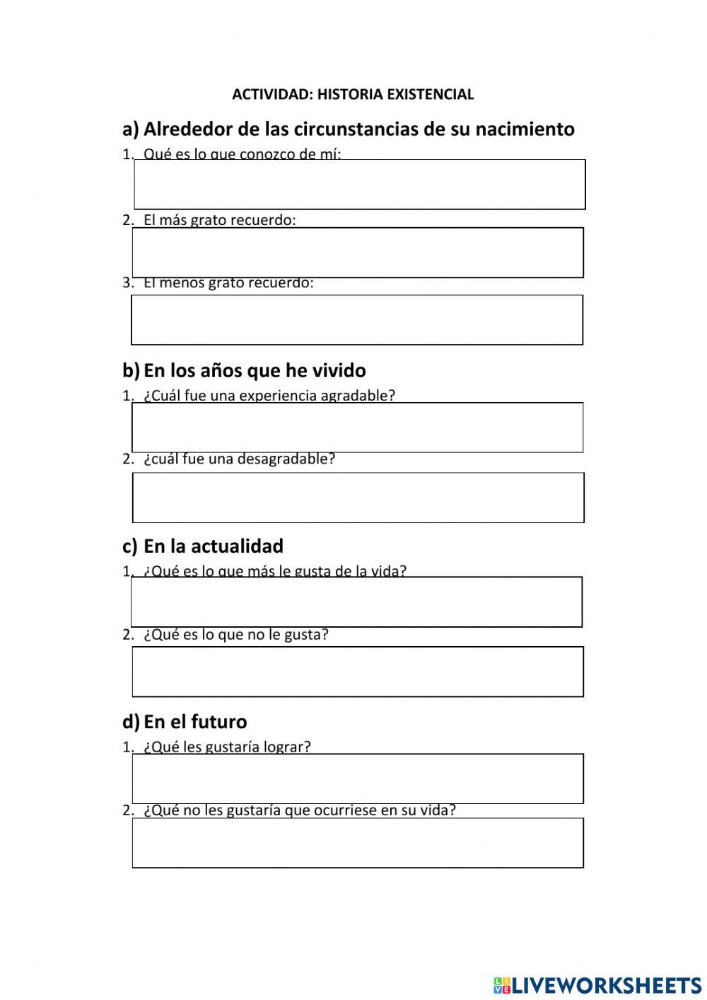 Actividad historia existencial