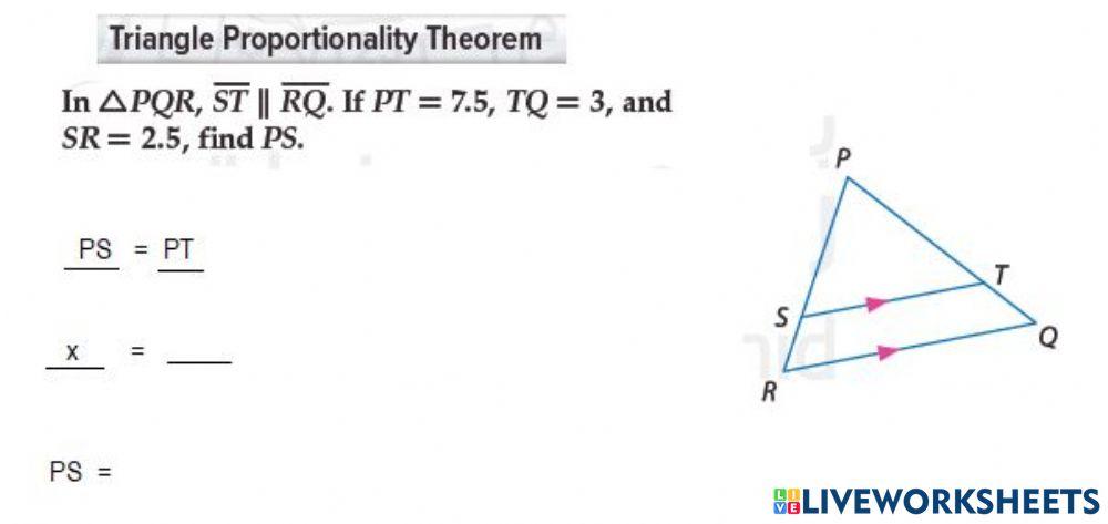 Triangle Proportionality Theorem Worksheet
