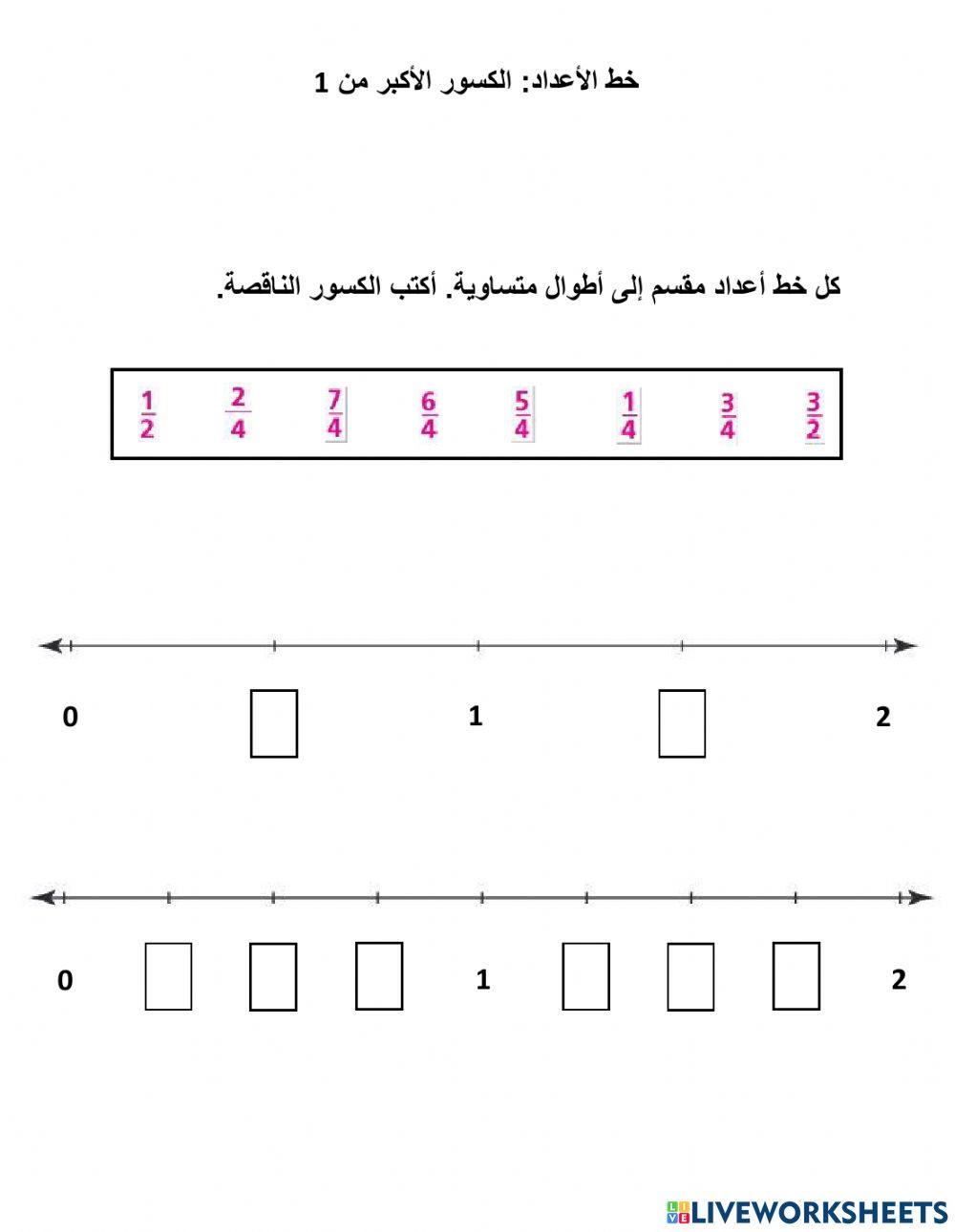 الكسور الأكبر من 1
