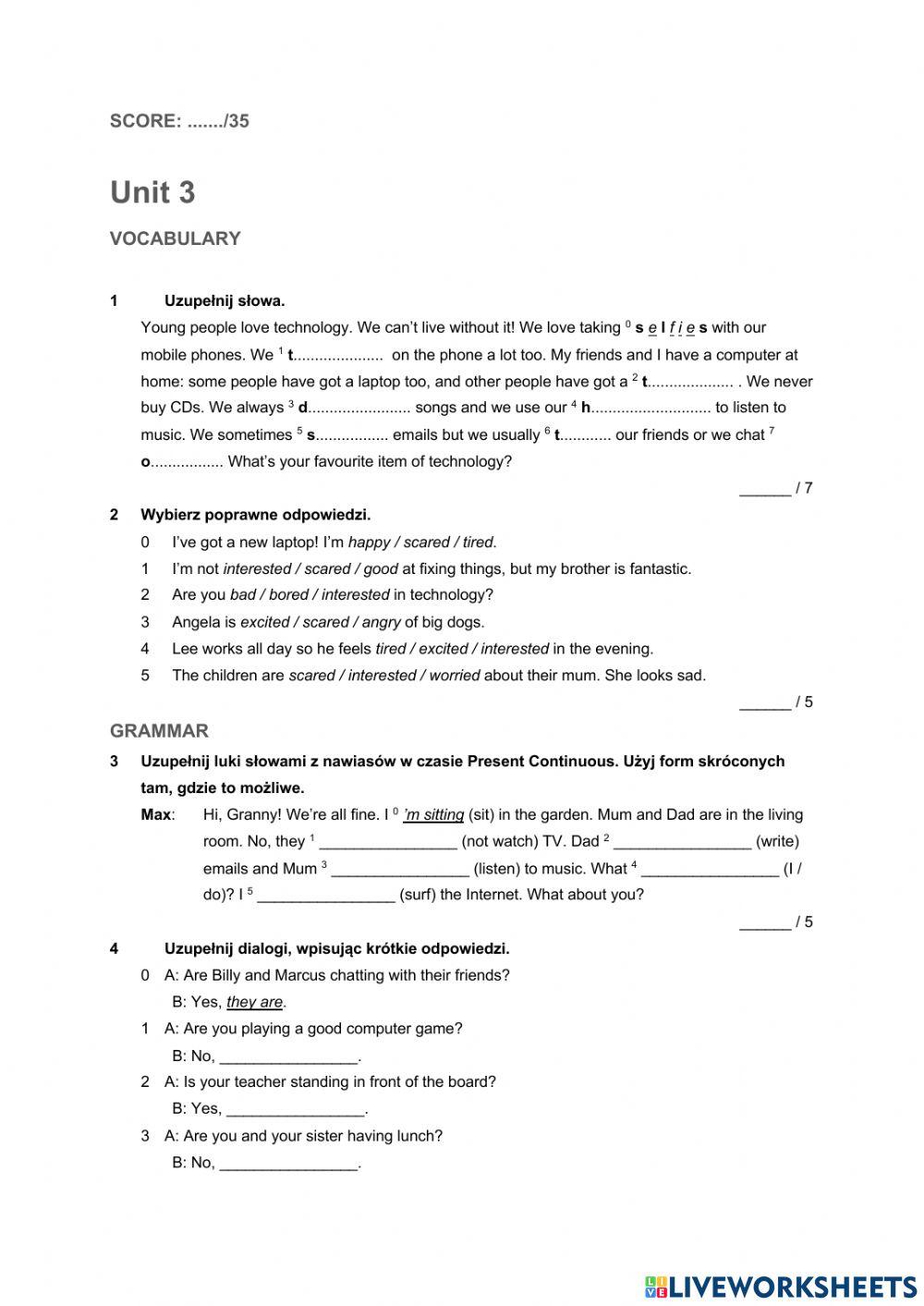 English Class A1+ Unit 2 UNIT 3-ENGLISH CLASS A1+ online exercise for | Live Worksheets