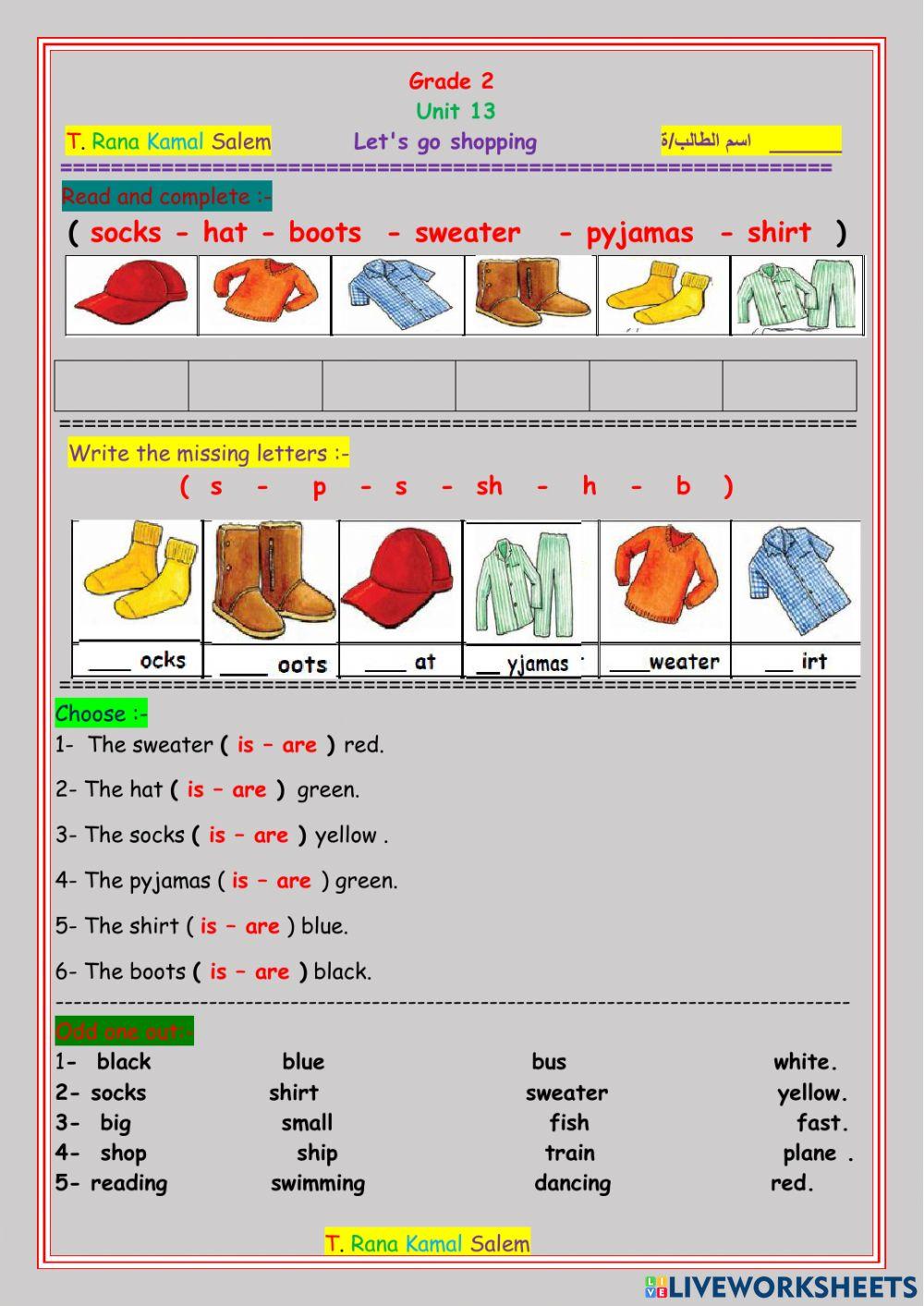 Grade 2 Unit13 .Let's go shopping