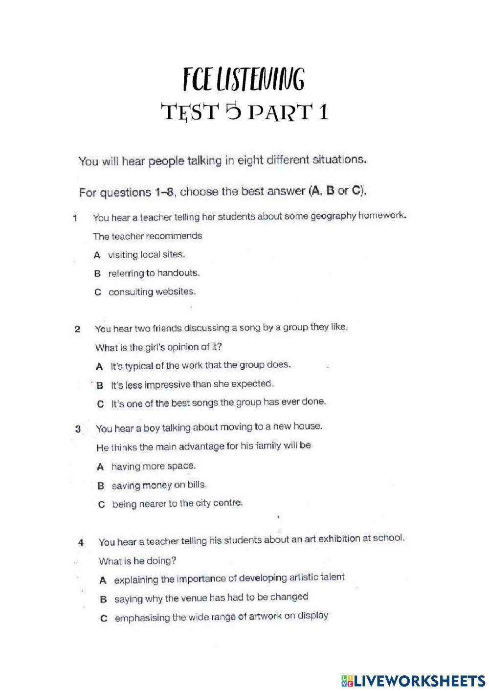FCE LISTENING part 1