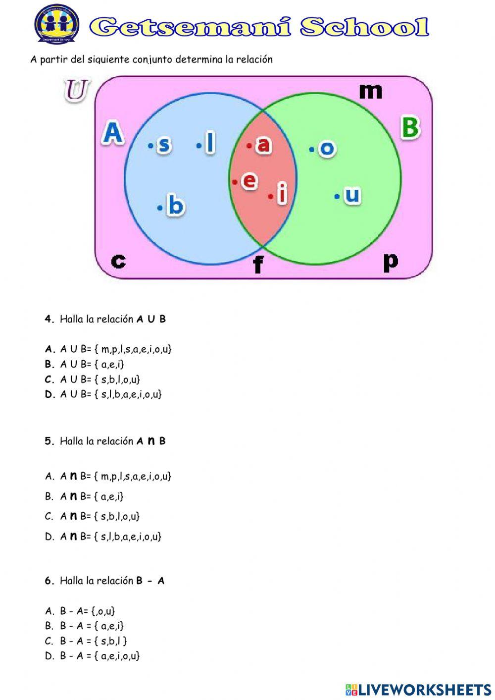 Evaluación Conjuntos- Grado Quinto