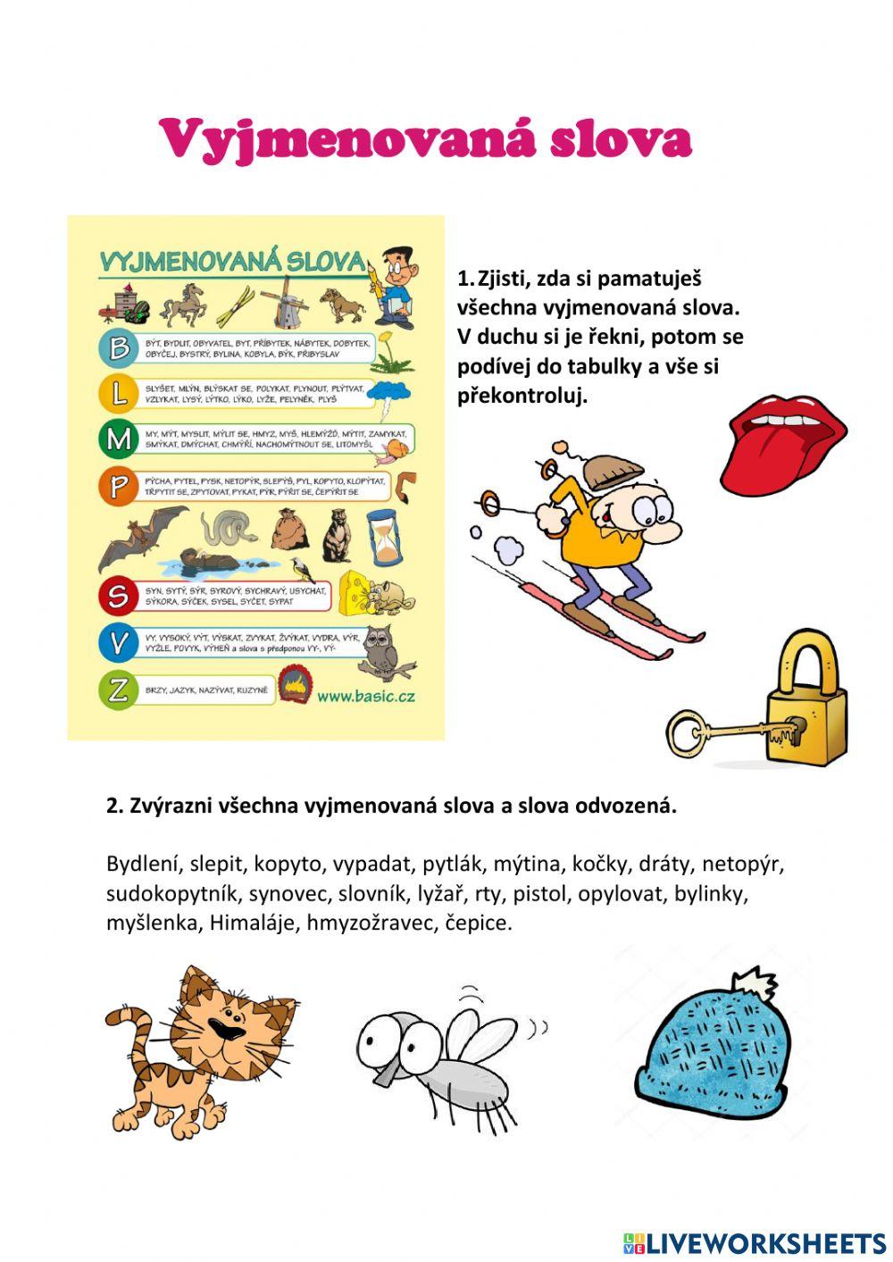 Pracovní list- vyjmenovaná slova