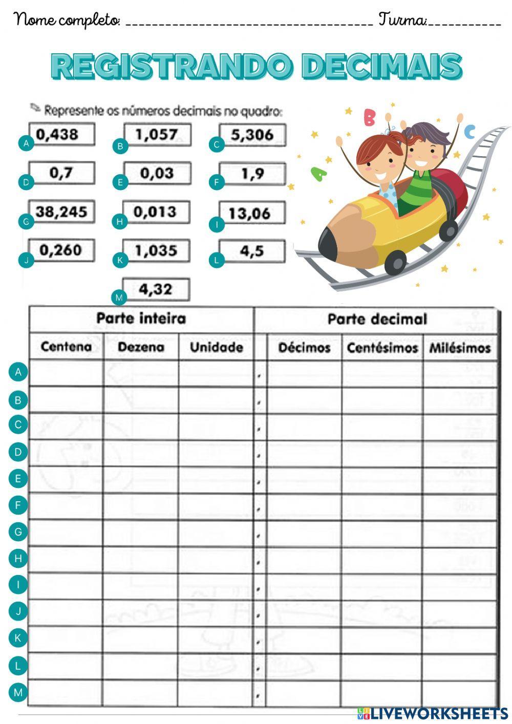 Registrando decimais