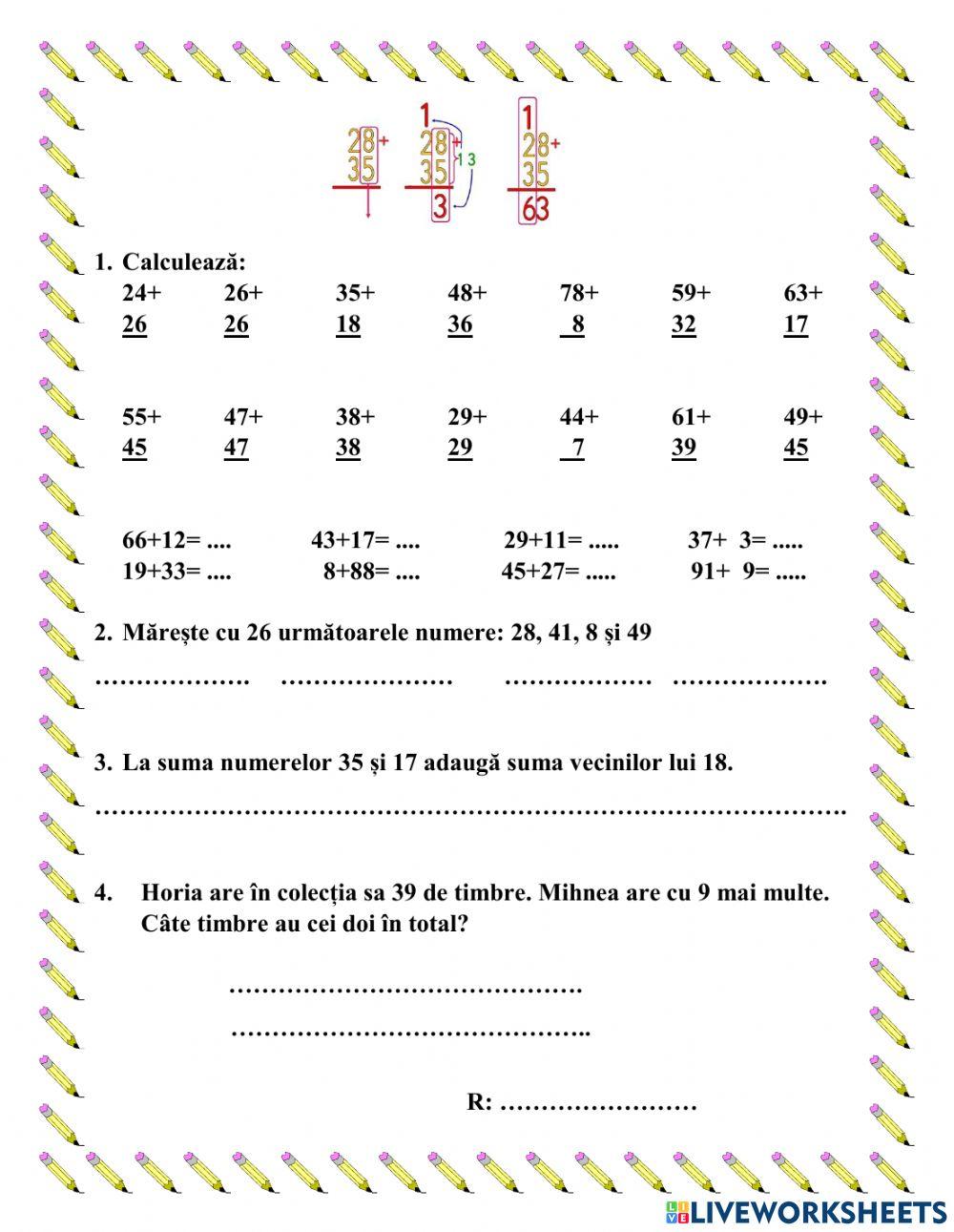 Adunarea nr.0-100 cu trecere peste ordin Adunarea nr.0-100 cu trecere peste ordin