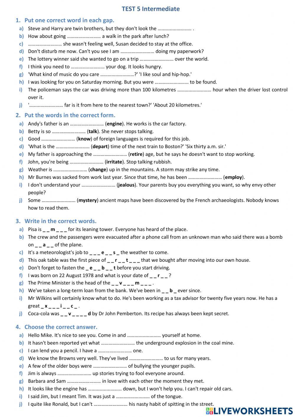 Test leksykalny Intermediate 5
