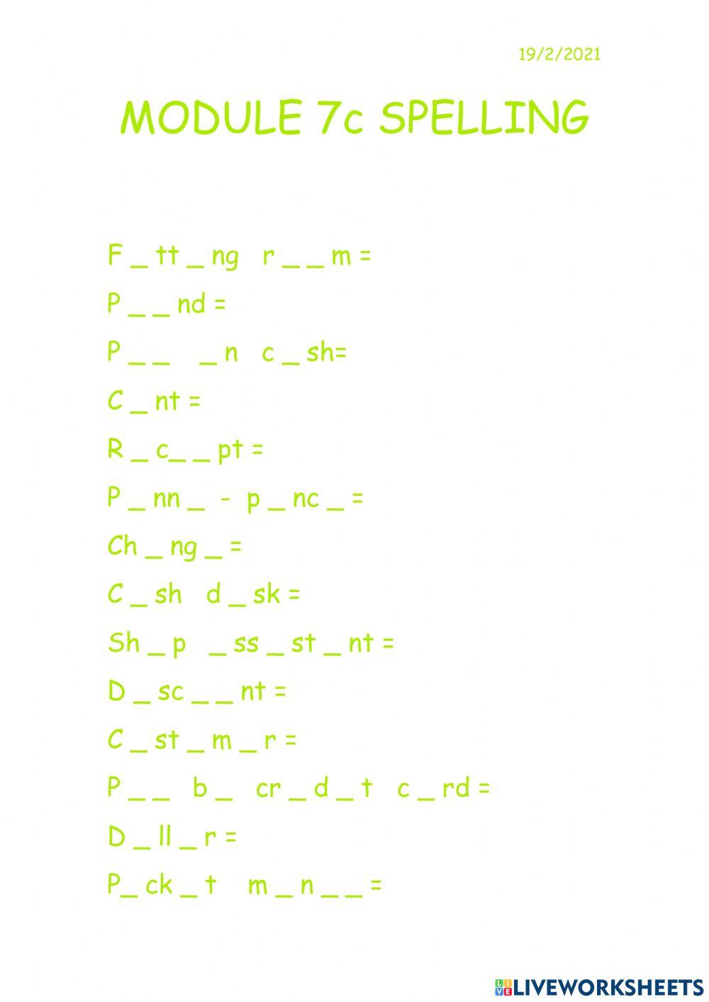 Module 7c interactive worksheet | Live Worksheets