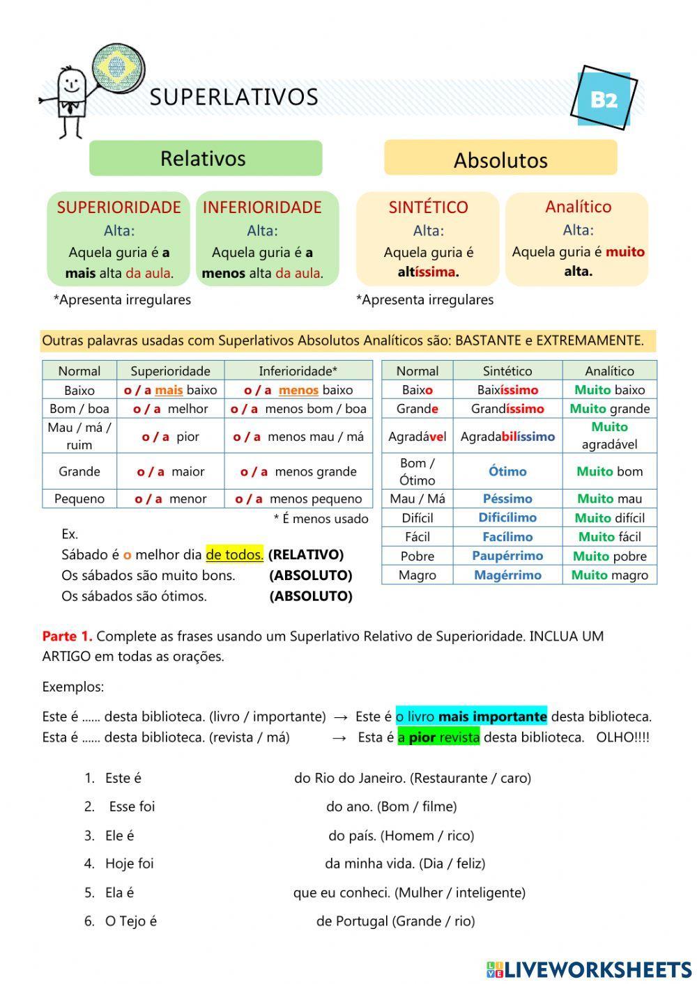 Superlativos relativos e absolutos
