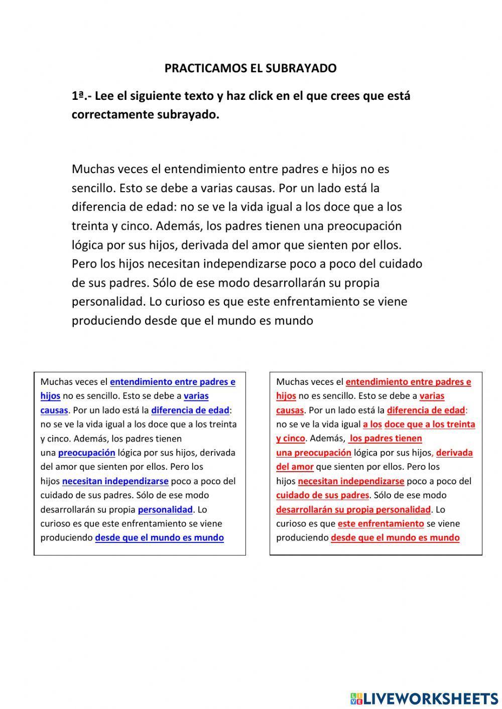 Practicar el subrayado