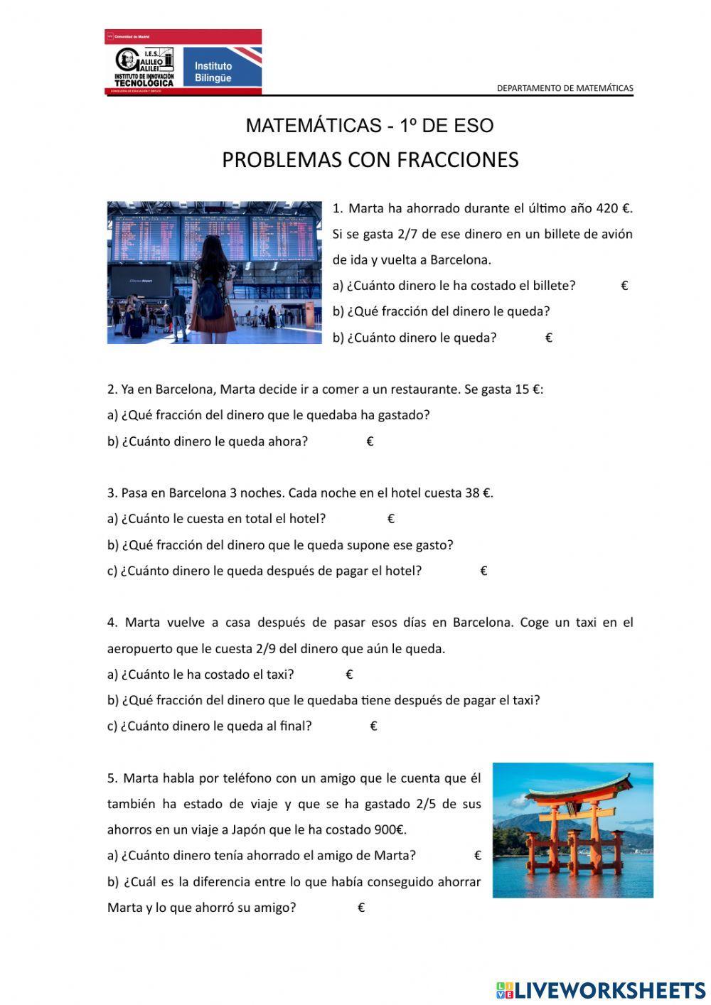 Problemas con fracciones