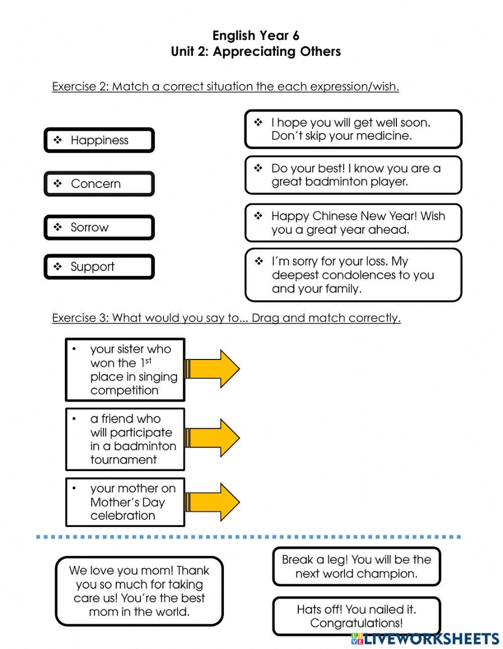 Appreciating others year 6