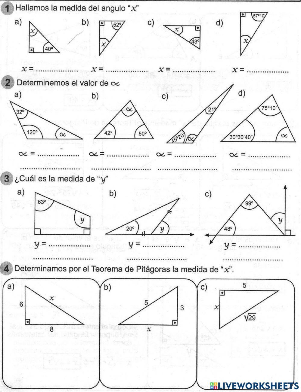 Angulos y pitagoras
