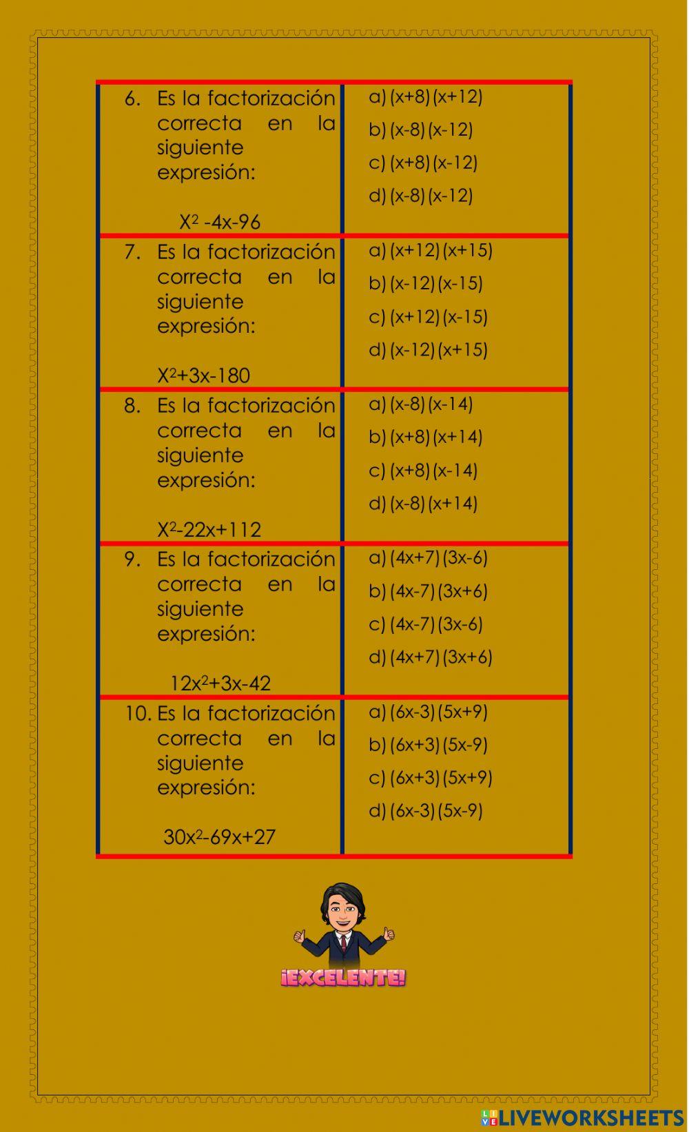Casos de factorización