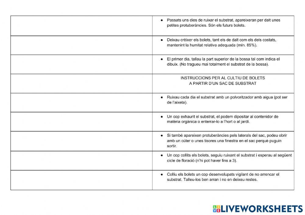 Reordenar un text instructiu