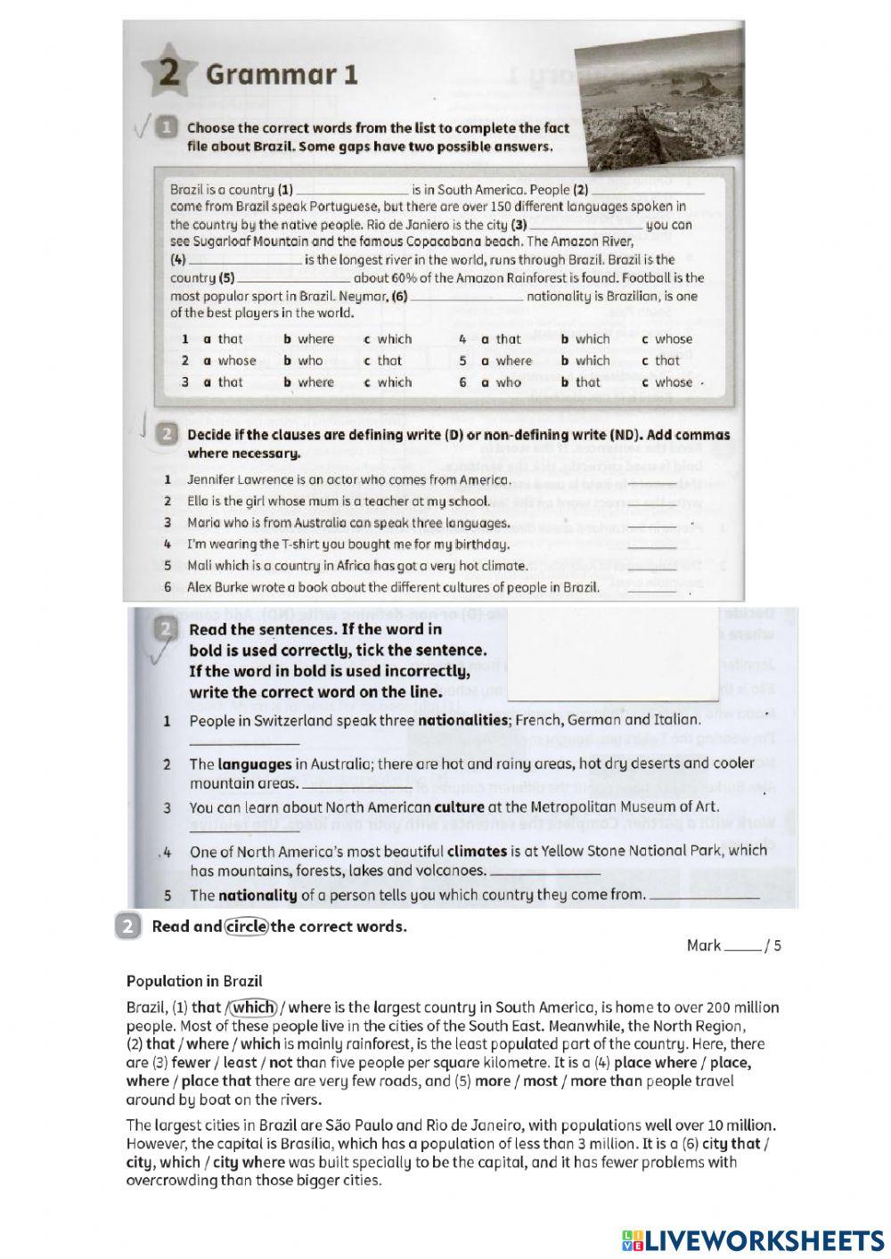 Power up 6 unit 2 test online exercise for live worksheets