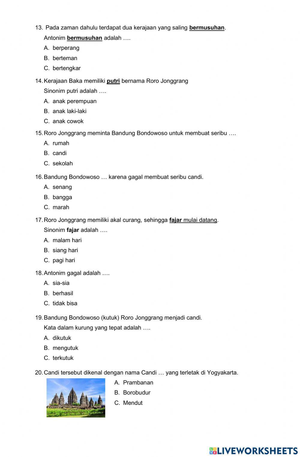Ulangan Bahasa 2B sem 1