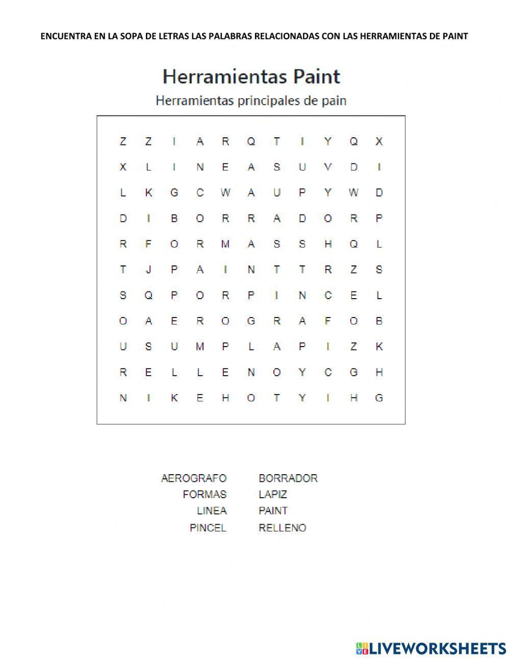 Sopa de letras Paint