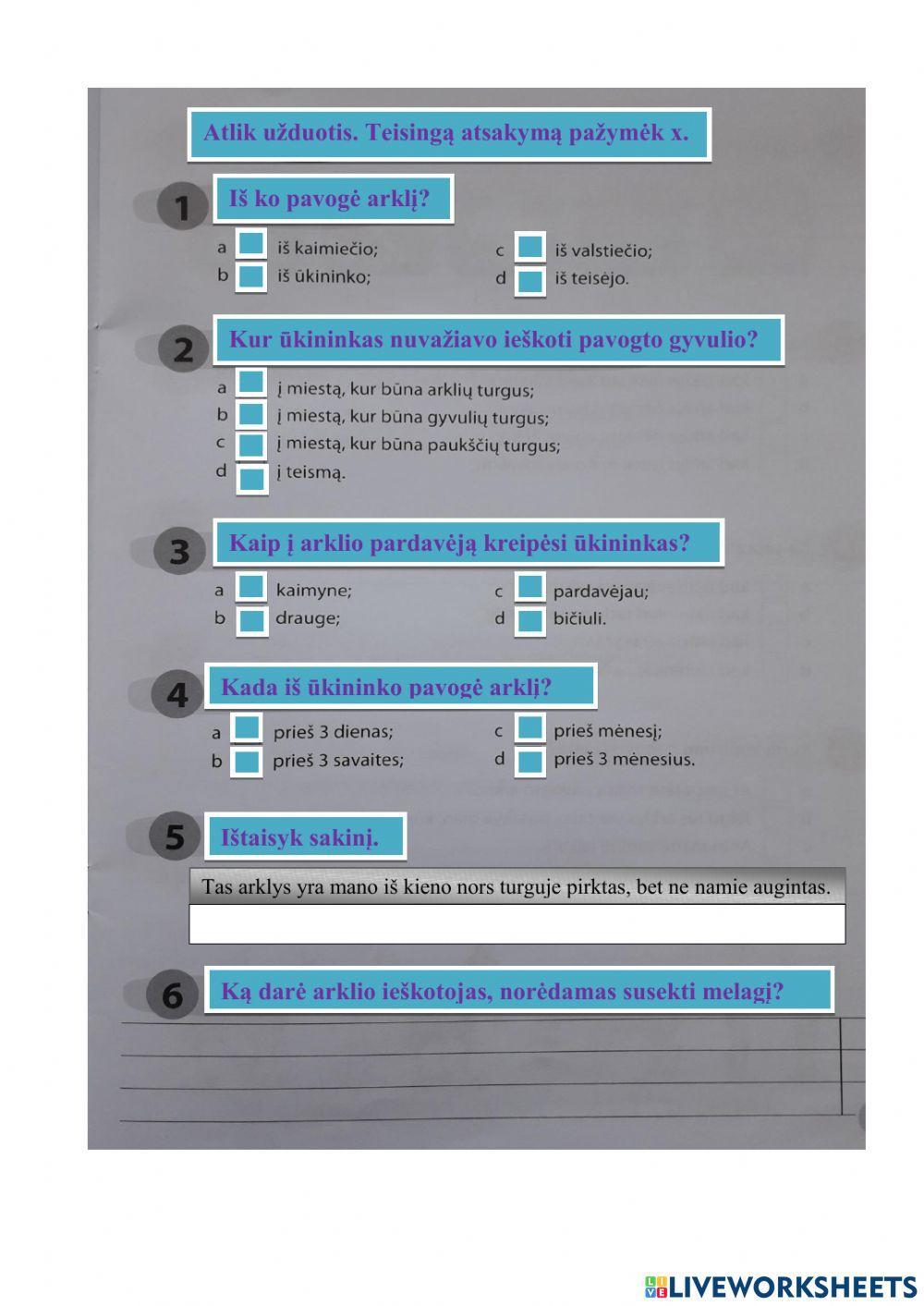 TEKSTO SUVOKIMO TESTAS 3 KLASĖ