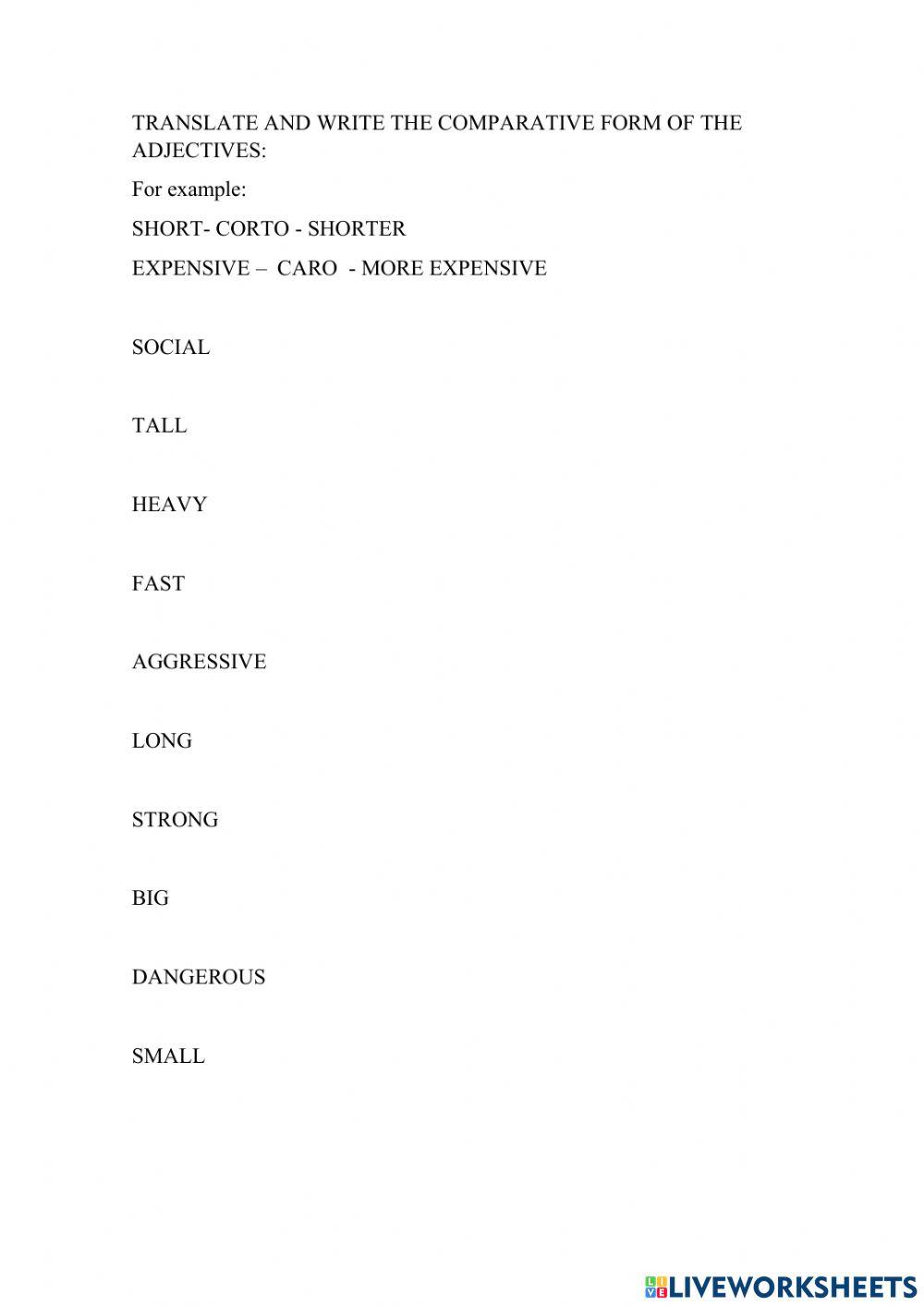 Comparative adjectives