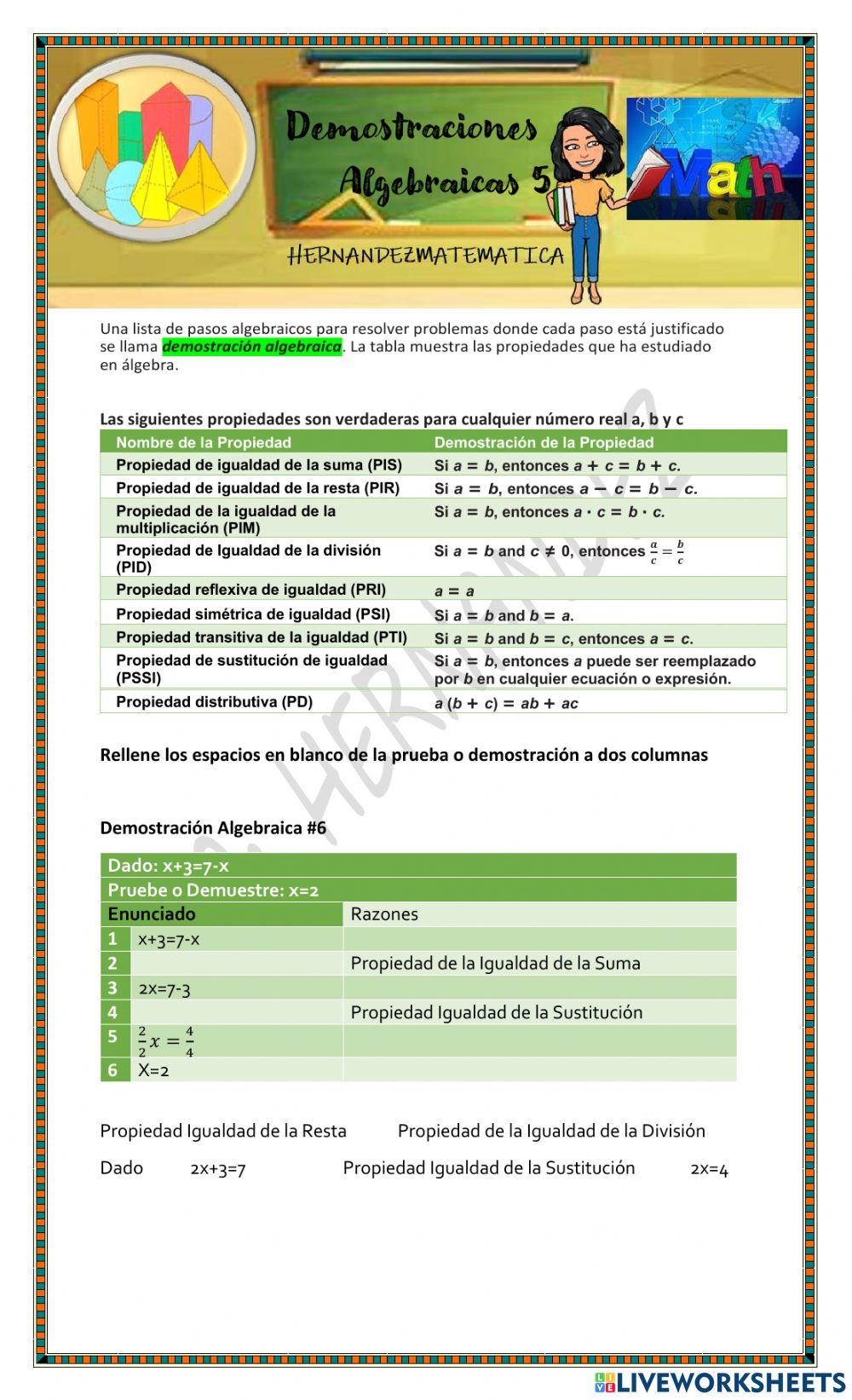Demostraciones algebraicas 5