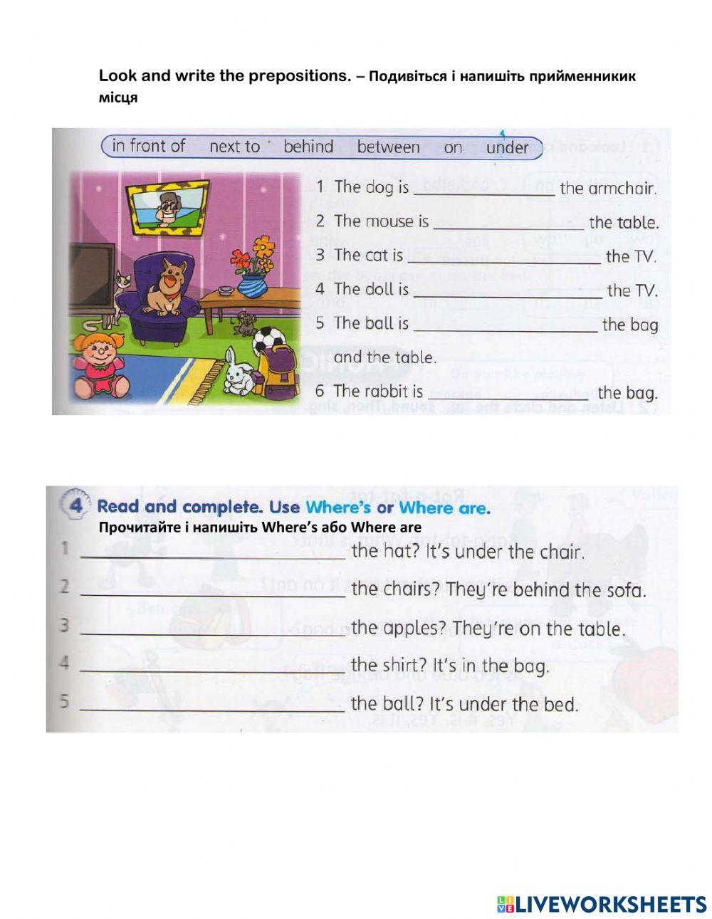 Prepositions of place - Where's-Where are