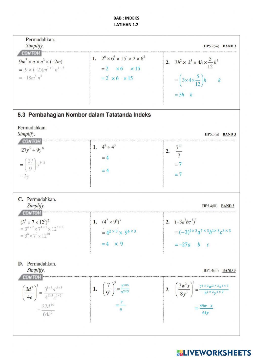 Tingkatan 3 : bab 1 (latihan 1.2)