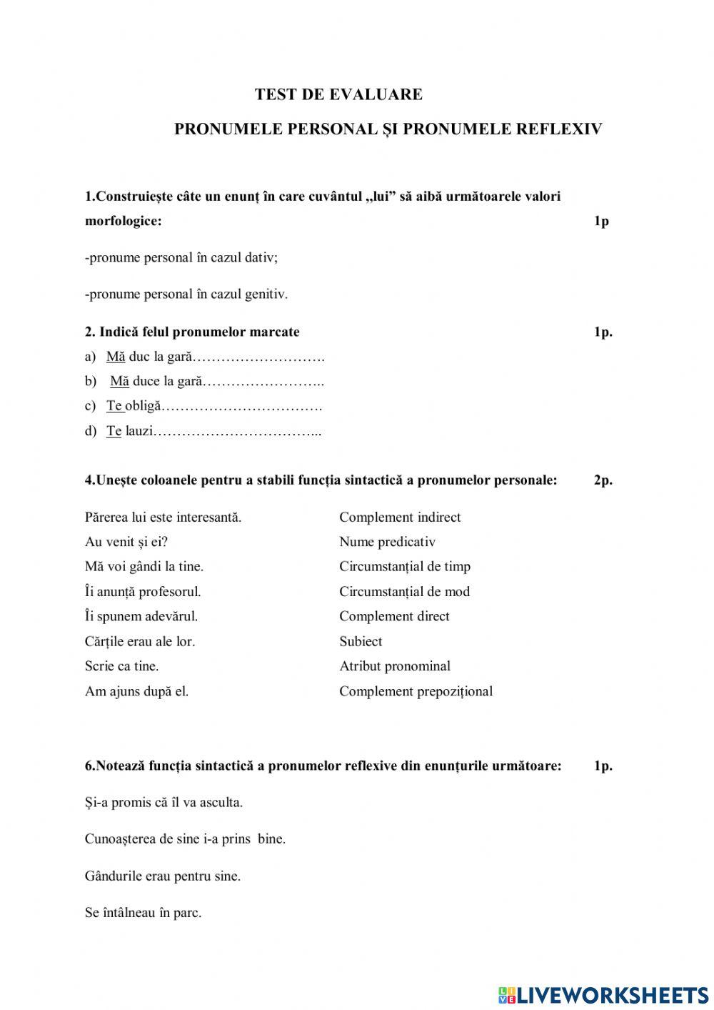 Pronume personal si reflexiv