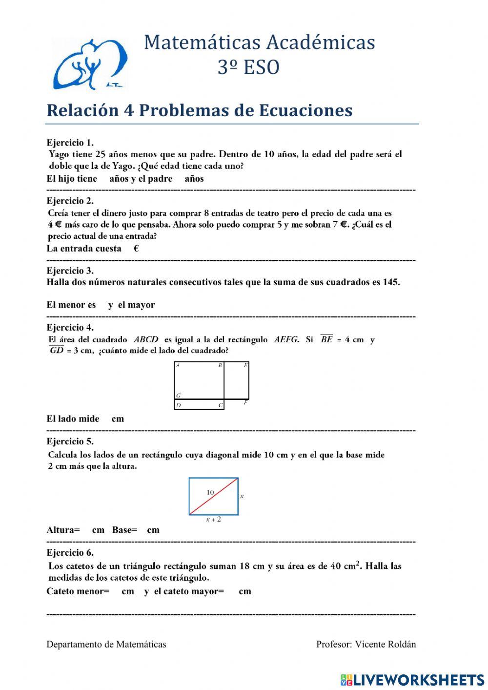 Problemas de ecuaciones