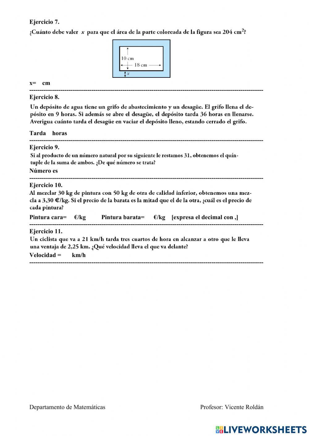 Problemas de ecuaciones