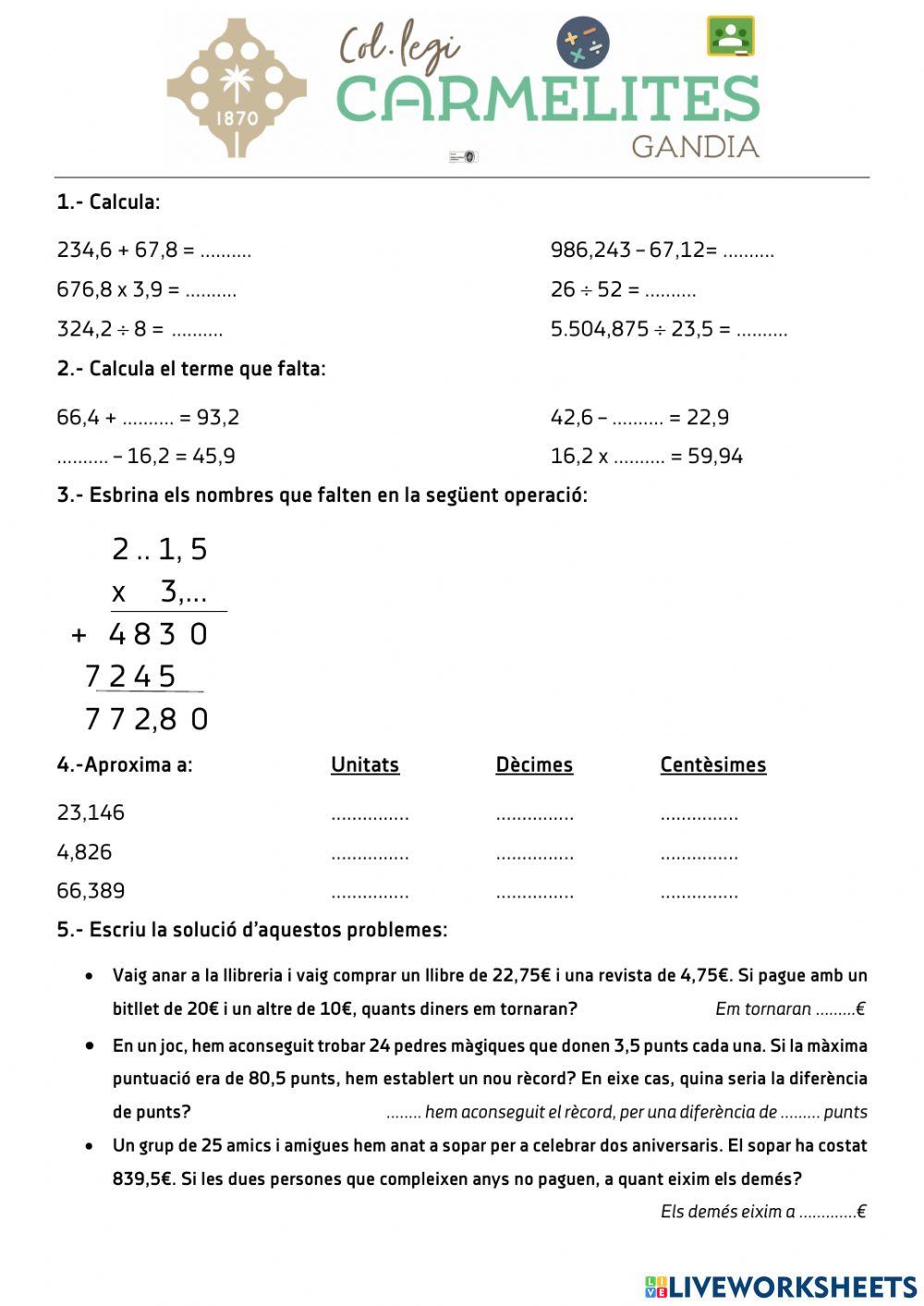 Repàs nombres decimals