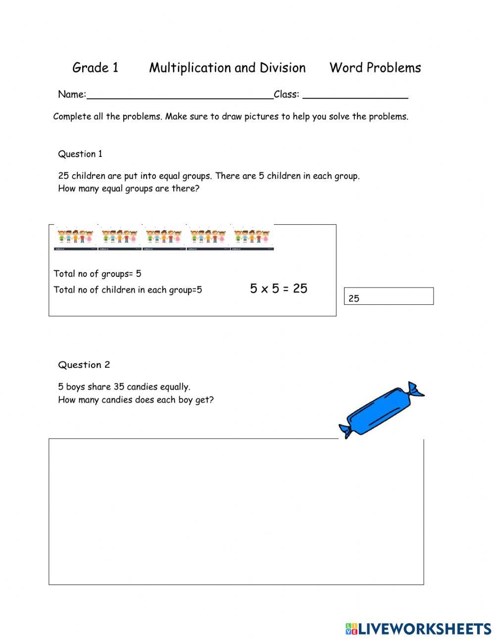 Word Problem Multiplication and Division