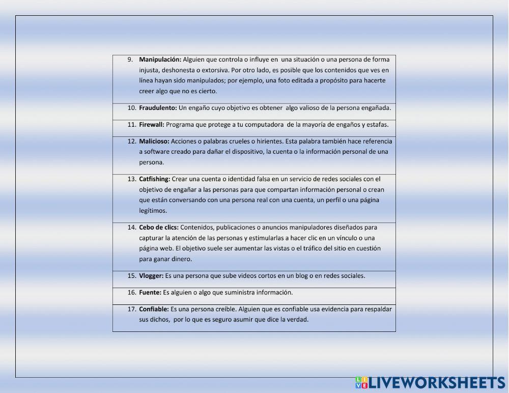 RIO DE REALIDAD - VOCABULARIO 