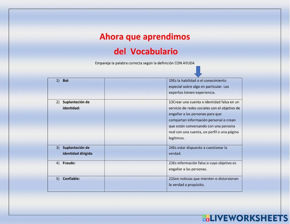 RIO DE REALIDAD - VOCABULARIO 