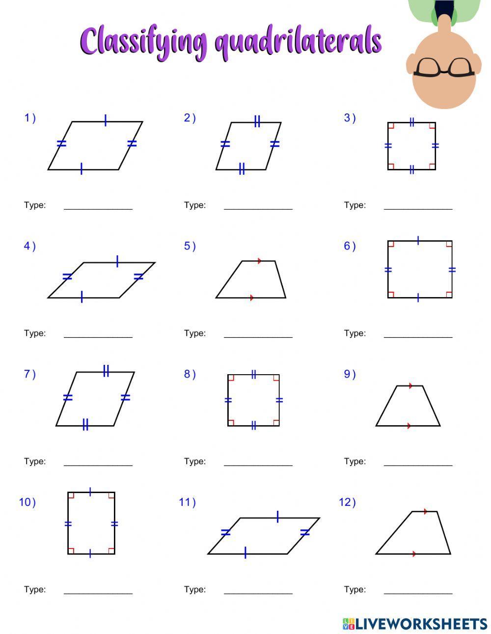 Classifying quadrilaterals activity | Live Worksheets classifying-quadrilaterals-activity-live-worksheets