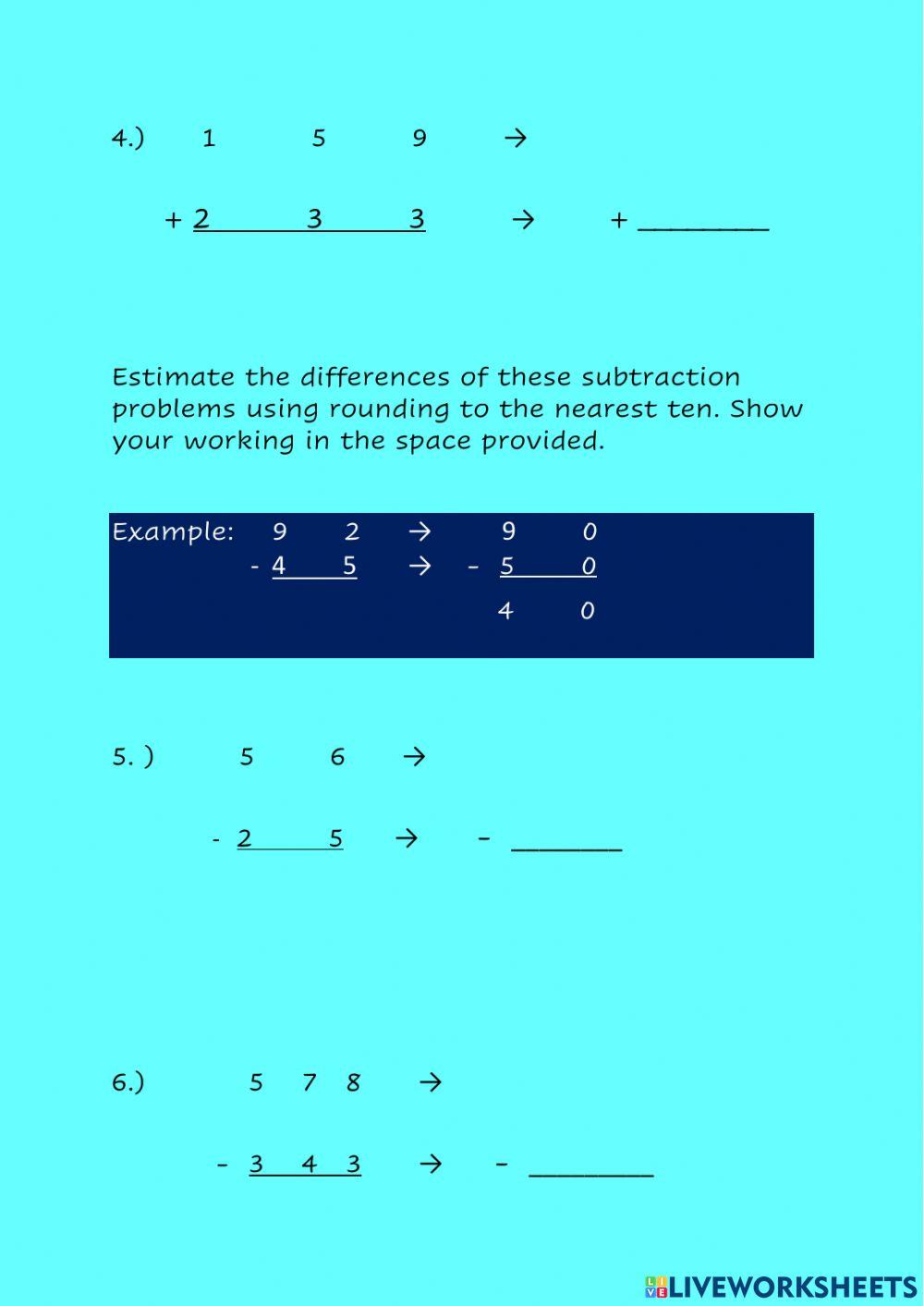 Estimating Sums and Differences - Computation