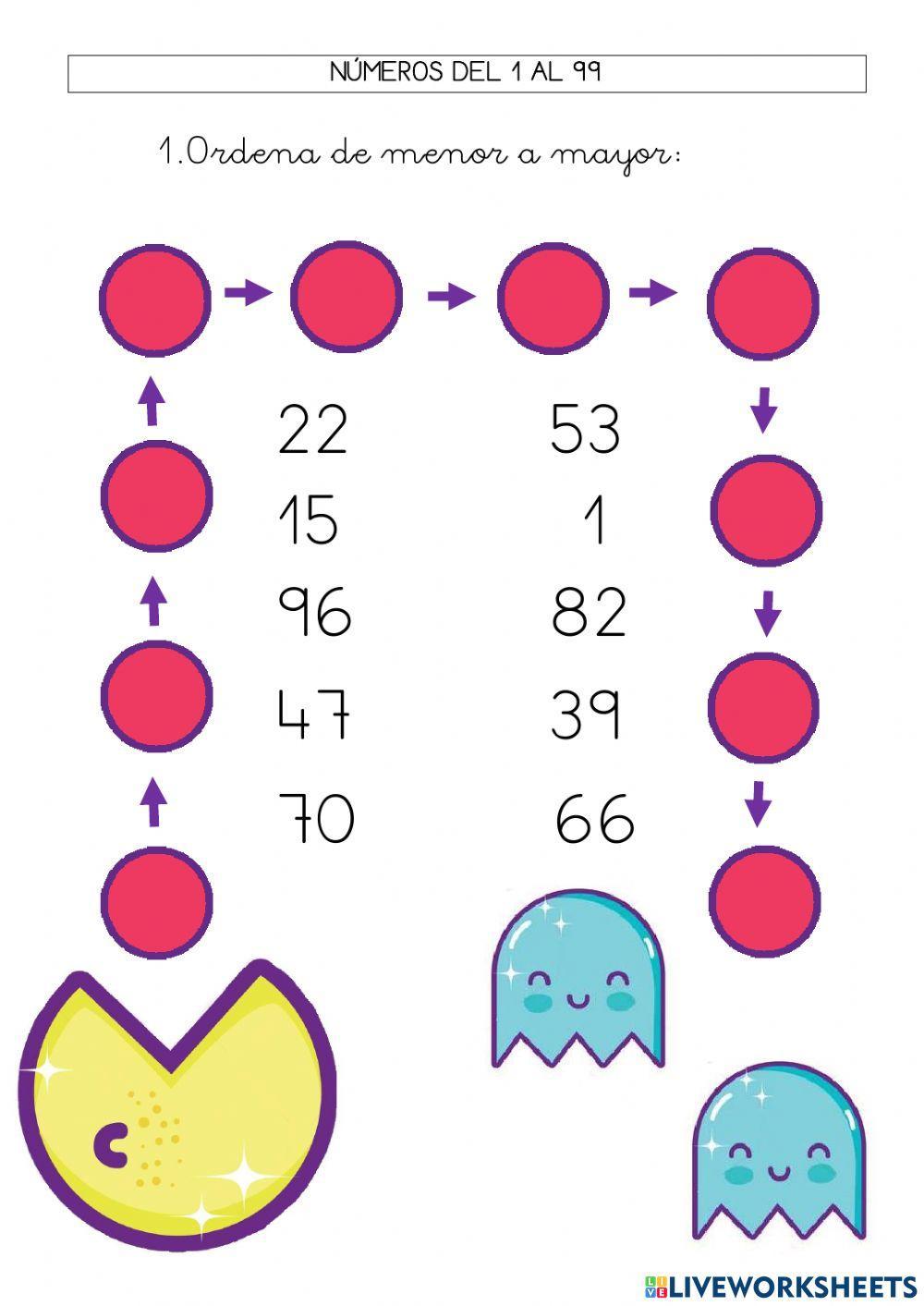 Ordenar de menor a mayor (1 al 99)