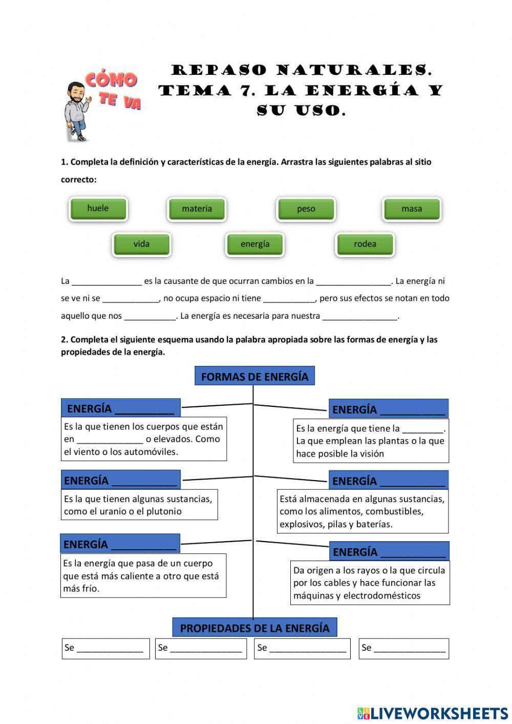 Repaso Tema 7. La energía y su uso