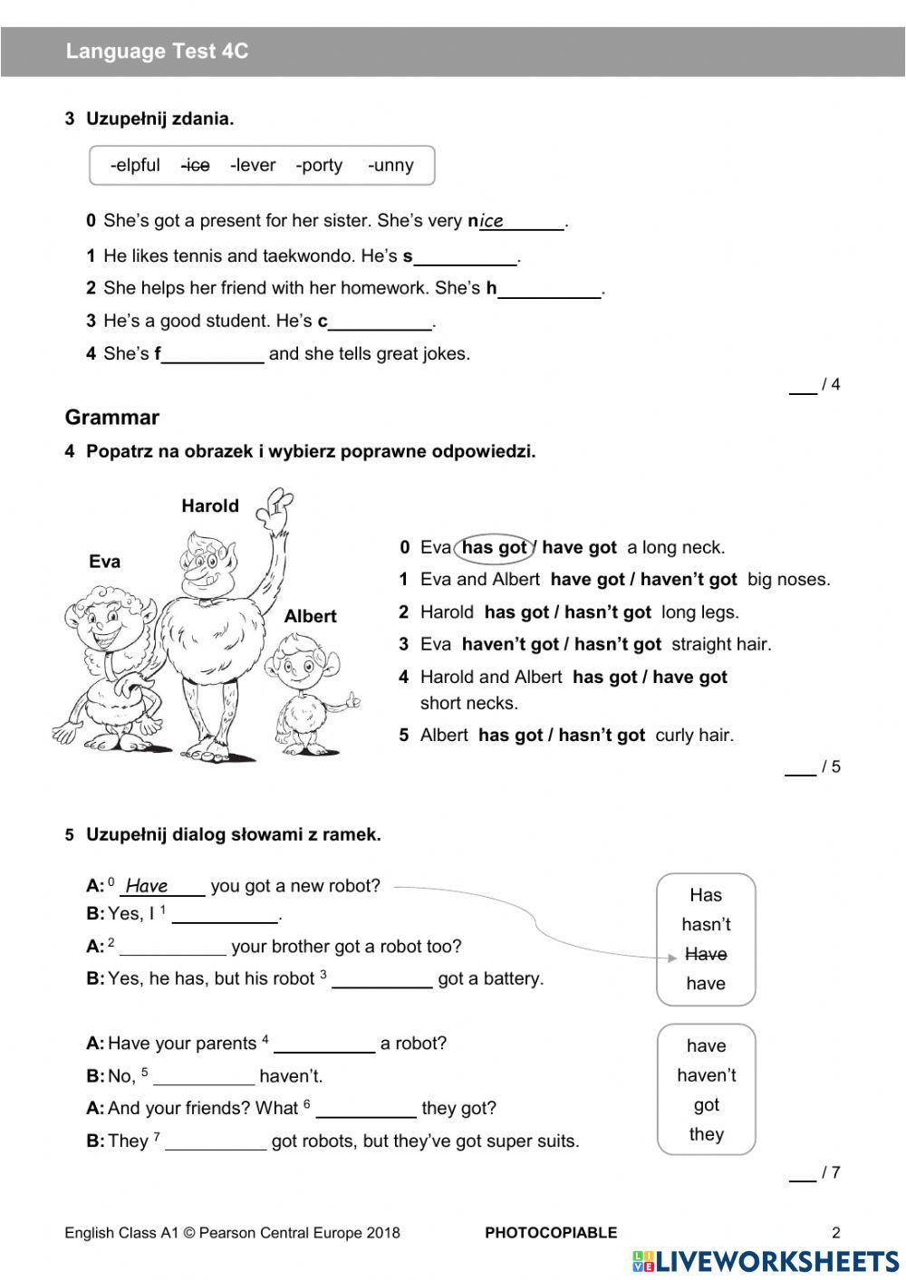 Klasa 4 - test unit 4 - C