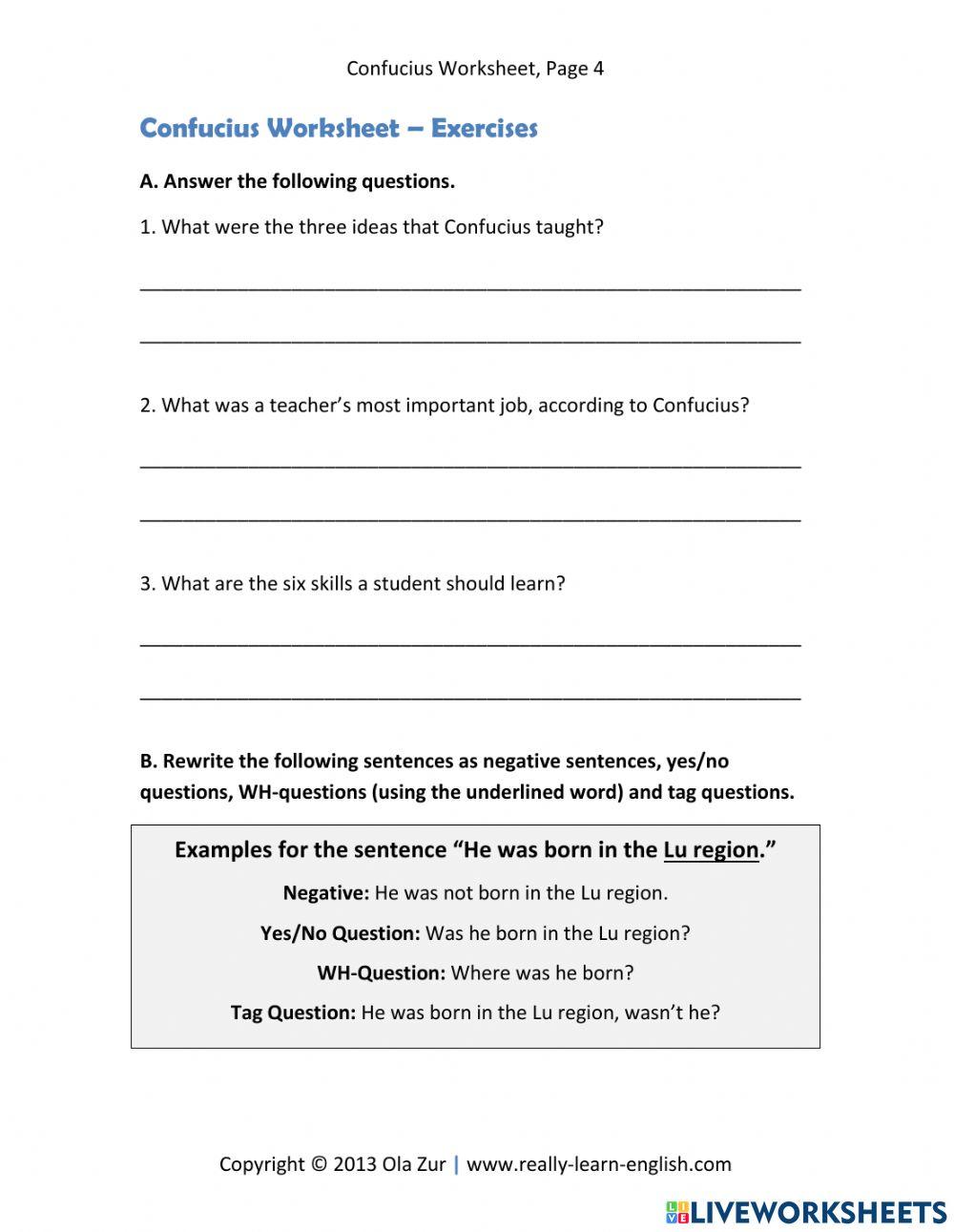 SS Confucius Worksheet online exercise for | Live Worksheets
