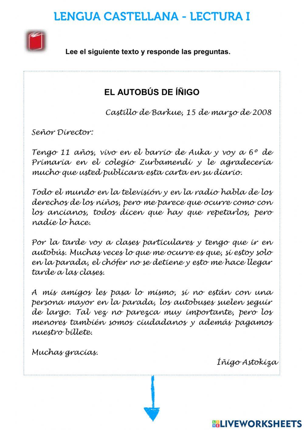 Lengua castellana - lectura 1