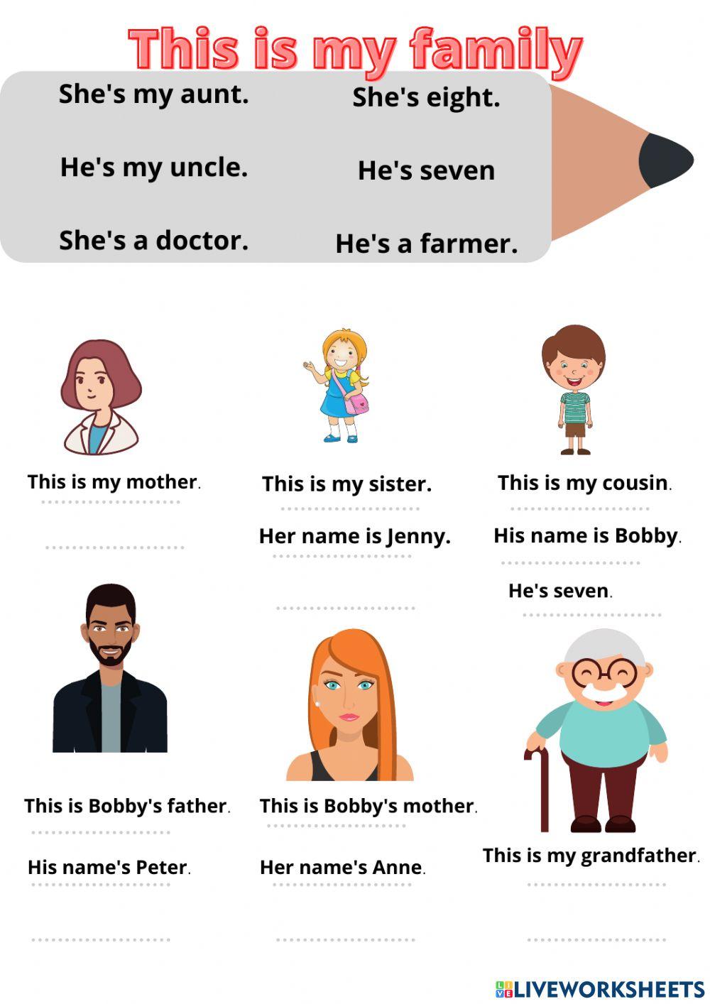 Vocabulary Family Jobs Adjectives