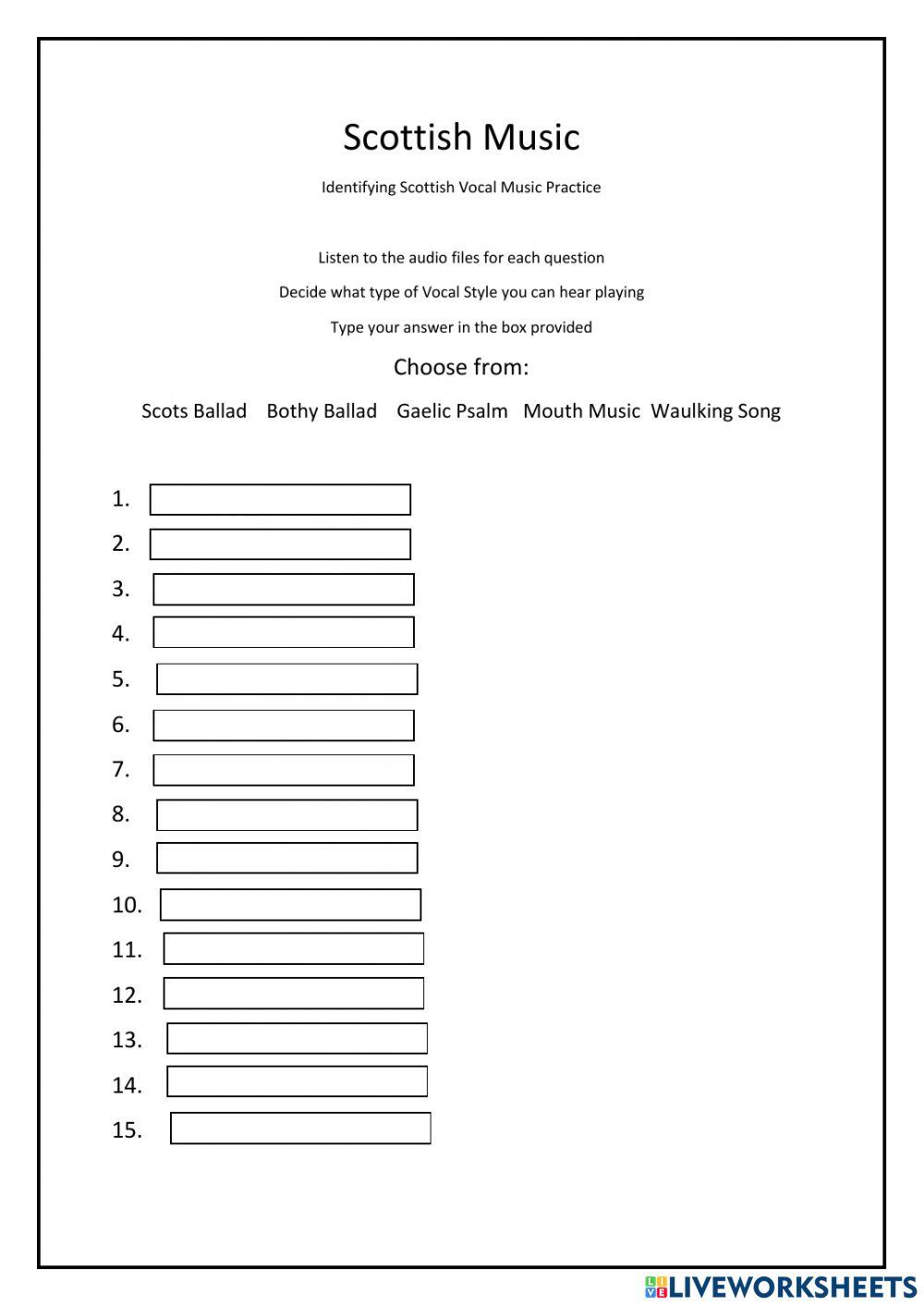 Scottish Music Vocal Styles