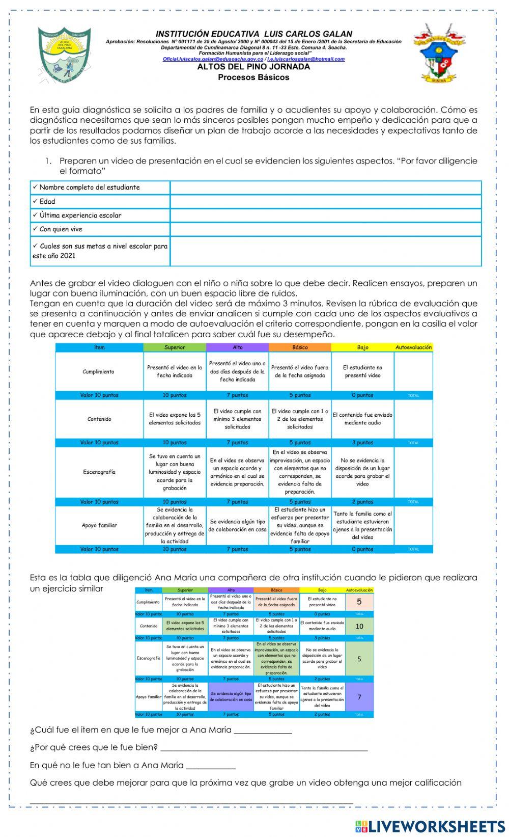 Actividad diagnóstica